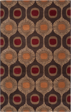 Forum FM-7170 Modern Wool Rug FM7170-58 Dark Brown, Camel, Burnt Orange, Rust 100% Wool 5' x 8'