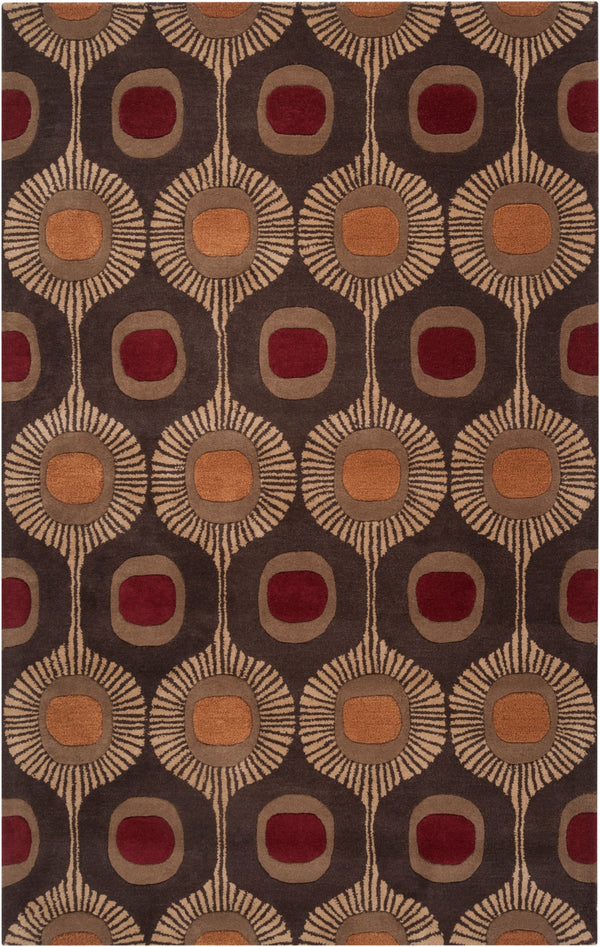 Forum FM-7170 Modern Wool Rug FM7170-58 Dark Brown, Camel, Burnt Orange, Rust 100% Wool 5' x 8'