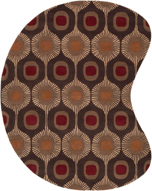 Forum FM-7170 Modern Wool Rug FM7170-810KDNY Dark Brown, Camel, Burnt Orange, Rust 100% Wool 8' x 10' Kidney