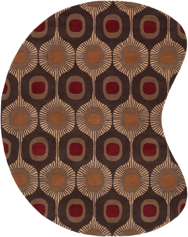 Forum FM-7170 Modern Wool Rug FM7170-810KDNY Dark Brown, Camel, Burnt Orange, Rust 100% Wool 8' x 10' Kidney