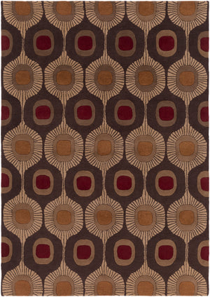 Forum FM-7170 Modern Wool Rug FM7170-811 Dark Brown, Camel, Burnt Orange, Rust 100% Wool 8' x 11'