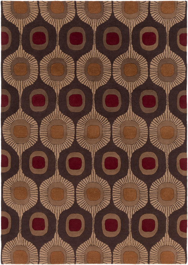 Forum FM-7170 Modern Wool Rug FM7170-811 Dark Brown, Camel, Burnt Orange, Rust 100% Wool 8' x 11'