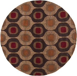 Forum FM-7170 Modern Wool Rug FM7170-8RD Dark Brown, Camel, Burnt Orange, Rust 100% Wool 8' Round