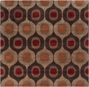 Forum FM-7170 Modern Wool Rug FM7170-99SQ Dark Brown, Camel, Burnt Orange, Rust 100% Wool 9'9" Square