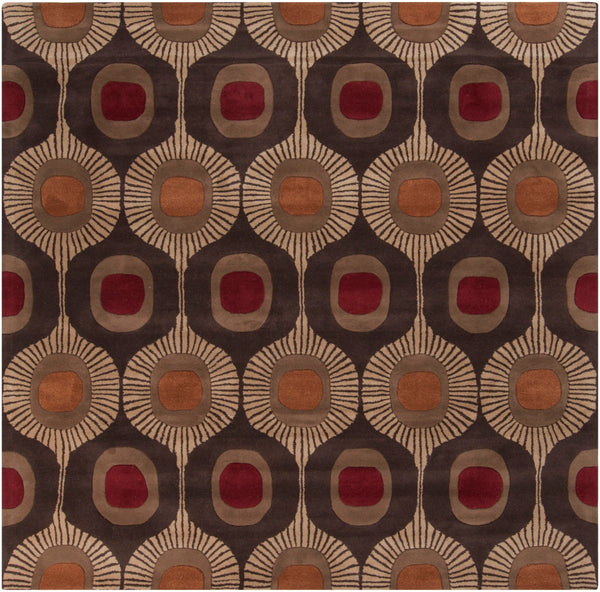 Forum FM-7170 Modern Wool Rug FM7170-99SQ Dark Brown, Camel, Burnt Orange, Rust 100% Wool 9'9" Square
