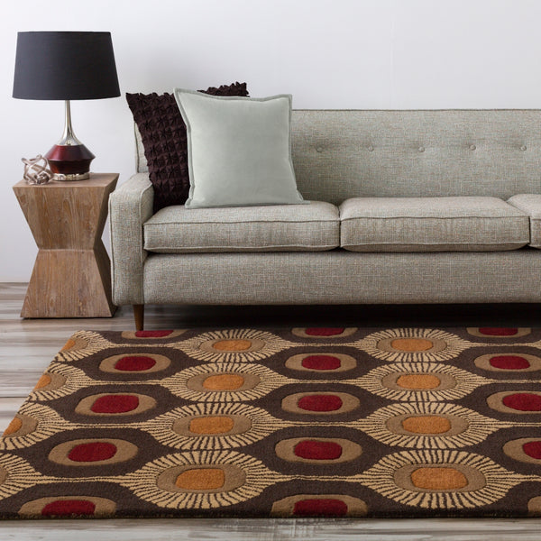 Forum FM-7170 Modern Wool Rug FM7170-99SQ Dark Brown, Camel, Burnt Orange, Rust 100% Wool 9'9" Square