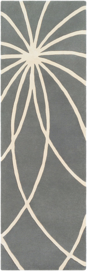 Forum FM-7173 Modern Wool Rug FM7173-312 Charcoal, Cream 100% Wool 3' x 12'