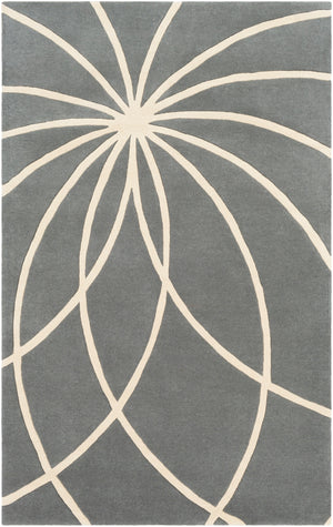 Forum FM-7173 Modern Wool Rug FM7173-58 Charcoal, Cream 100% Wool 5' x 8'