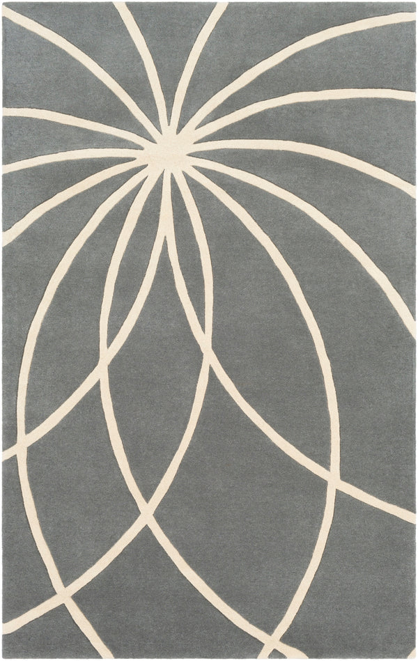 Forum FM-7173 Modern Wool Rug FM7173-58 Charcoal, Cream 100% Wool 5' x 8'