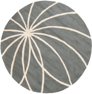 Forum FM-7173 Modern Wool Rug FM7173-99RD Charcoal, Cream 100% Wool 9'9" Round