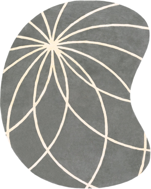 Forum FM-7173 Modern Wool Rug FM7173-810KDNY Charcoal, Cream 100% Wool 8' x 10' Kidney
