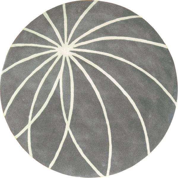 Forum FM-7173 Modern Wool Rug FM7173-8RD Charcoal, Cream 100% Wool 8' Round