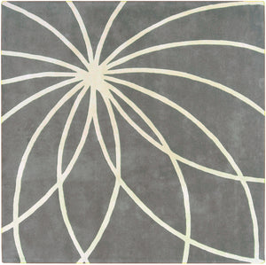 Forum FM-7173 Modern Wool Rug FM7173-99SQ Charcoal, Cream 100% Wool 9'9" Square