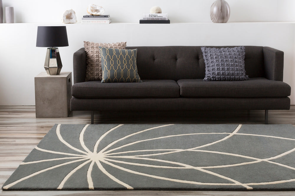 Forum FM-7173 Modern Wool Rug FM7173-912 Charcoal, Cream 100% Wool 9' x 12'