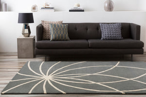 Forum FM-7173 Modern Wool Rug FM7173-99SQ Charcoal, Cream 100% Wool 9'9" Square