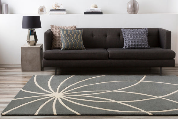 Forum FM-7173 Modern Wool Rug FM7173-99SQ Charcoal, Cream 100% Wool 9'9" Square