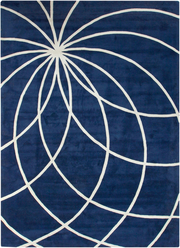 Forum FM-7186 Modern Wool Rug FM7186-912 Dark Blue, Cream 100% Wool 9' x 12'