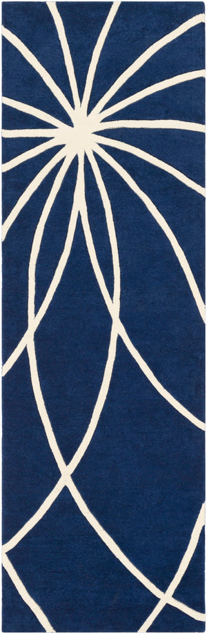 Forum FM-7186 Modern Wool Rug FM7186-312 Dark Blue, Cream 100% Wool 3' x 12'