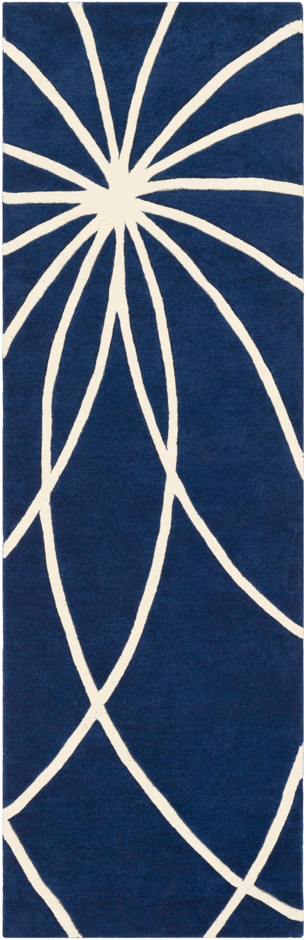 Forum FM-7186 Modern Wool Rug FM7186-312 Dark Blue, Cream 100% Wool 3' x 12'