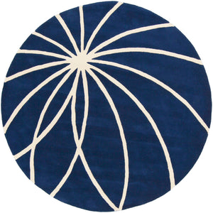 Forum FM-7186 Modern Wool Rug FM7186-99RD Dark Blue, Cream 100% Wool 9'9" Round