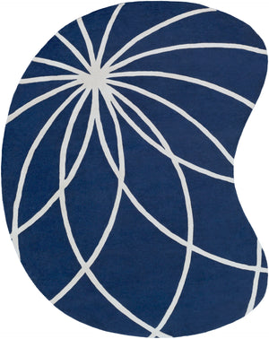 Forum FM-7186 Modern Wool Rug FM7186-810KDNY Dark Blue, Cream 100% Wool 8' x 10' Kidney