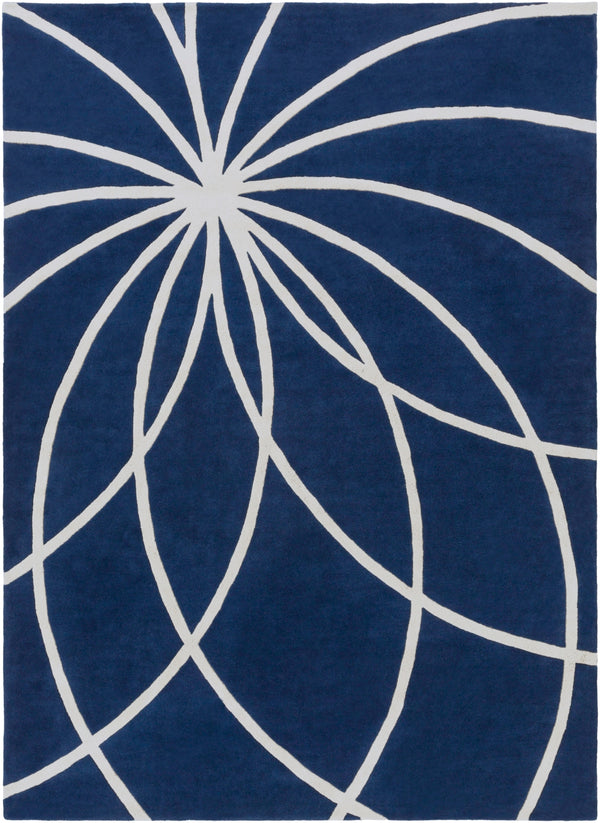 Forum FM-7186 Modern Wool Rug FM7186-811 Dark Blue, Cream 100% Wool 8' x 11'