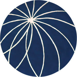 Forum FM-7186 Modern Wool Rug FM7186-8RD Dark Blue, Cream 100% Wool 8' Round