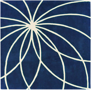 Forum FM-7186 Modern Wool Rug FM7186-99SQ Dark Blue, Cream 100% Wool 9'9" Square