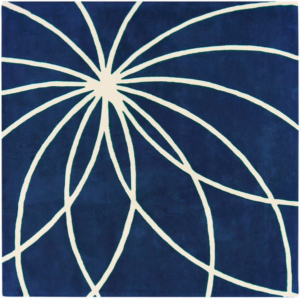 Forum FM-7186 Modern Wool Rug FM7186-99SQ Dark Blue, Cream 100% Wool 9'9" Square