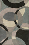 Forum FM-7193 Modern Wool Rug FM7193-58 Khaki, Denim, Charcoal, Black, Taupe, Medium Gray 100% Wool 5' x 8'