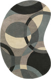 Forum FM-7193 Modern Wool Rug FM7193-69KDNY Khaki, Denim, Charcoal, Black, Taupe, Medium Gray 100% Wool 6' x 9' Kidney