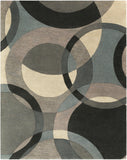 Forum FM-7193 Modern Wool Rug FM7193-7696 Khaki, Denim, Charcoal, Black, Taupe, Medium Gray 100% Wool 7'6" x 9'6"