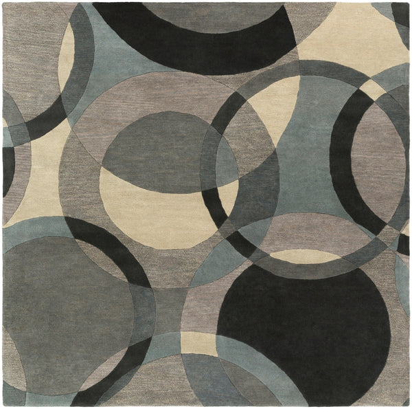 Forum FM-7193 Modern Wool Rug FM7193-99SQ Khaki, Denim, Charcoal, Black, Taupe, Medium Gray 100% Wool 9'9" Square
