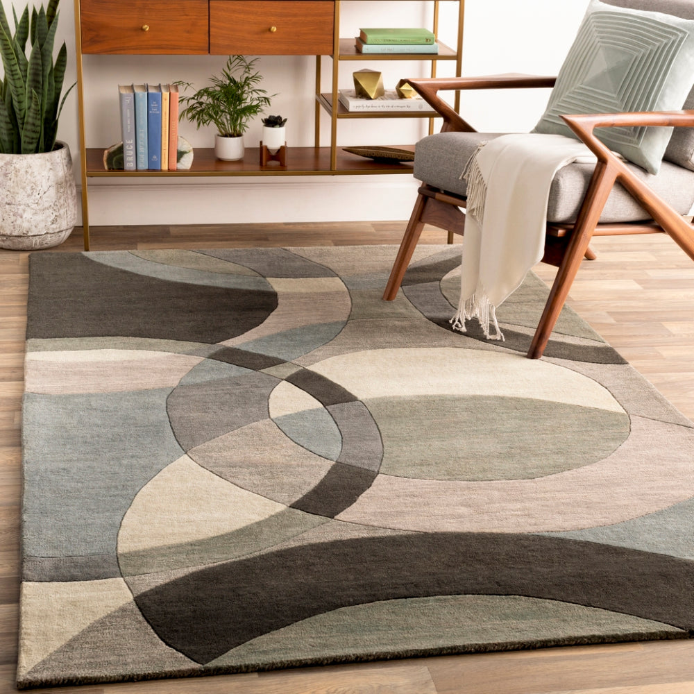 Forum FM-7193 Modern Wool Rug FM7193-912 Khaki, Denim, Charcoal, Black, Taupe, Medium Gray 100% Wool 9' x 12'