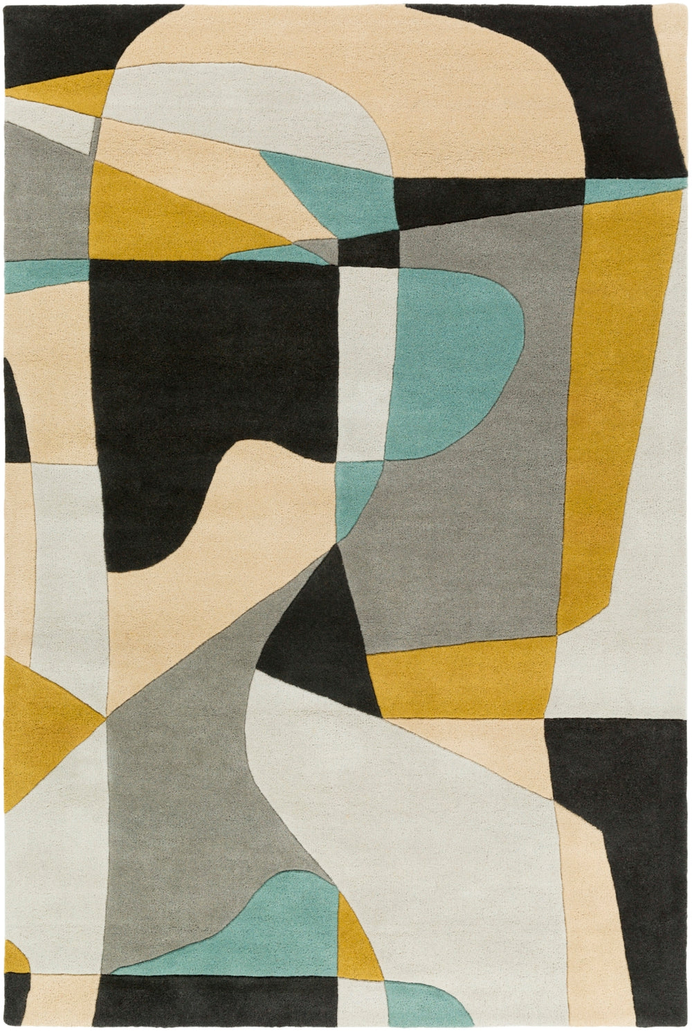 Forum FM-7194 Modern Wool Rug FM7194-912 Olive, Teal, Medium Gray, Black, Khaki, Light Gray 100% Wool 9' x 12'