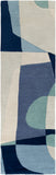 Forum FM-7195 Modern Wool Rug FM7195-312 Teal, Navy, Denim, Ivory, Light Gray, Dark Blue 100% Wool 3' x 12'