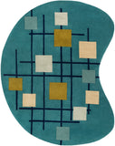 Forum FM-7201 Modern Wool Rug FM7201-810KDNY Teal, Dark Blue, Sage, Olive, Beige, Light Gray 100% Wool 8' x 10' Kidney