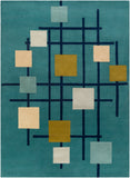 Forum FM-7201 Modern Wool Rug FM7201-811 Teal, Dark Blue, Sage, Olive, Beige, Light Gray 100% Wool 8' x 11'