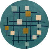 Forum FM-7201 Modern Wool Rug FM7201-99RD Teal, Dark Blue, Sage, Olive, Beige, Light Gray 100% Wool 9'9" Round