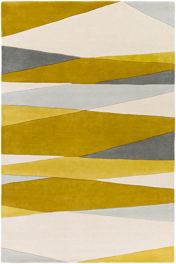 Forum FM-7203 Modern Wool Rug FM7203-912 Cream, Lime, Mustard, Medium Gray, Taupe 100% Wool 9' x 12'