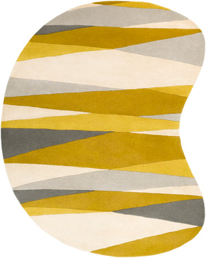 Forum FM-7203 Modern Wool Rug FM7203-810KDNY Cream, Lime, Mustard, Medium Gray, Taupe 100% Wool 8' x 10' Kidney