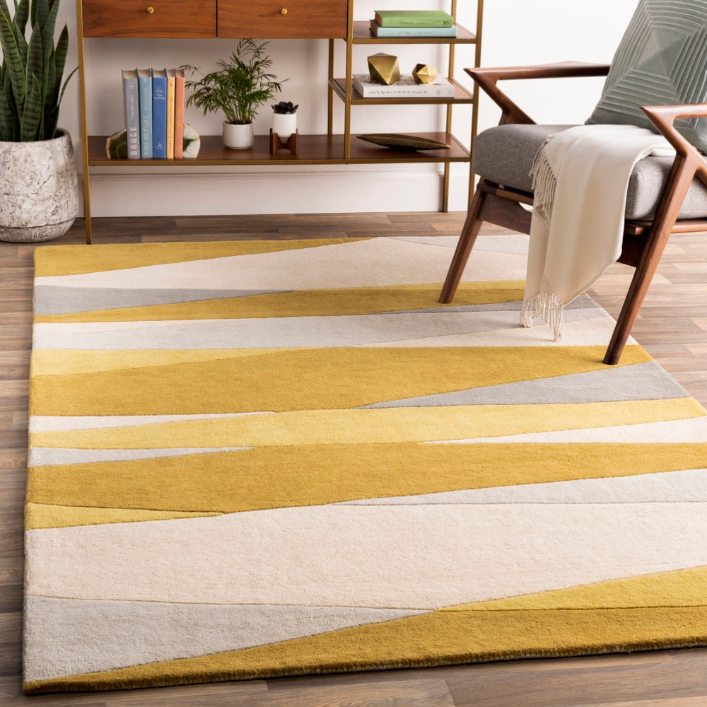 Forum FM-7203 Modern Wool Rug FM7203-912 Cream, Lime, Mustard, Medium Gray, Taupe 100% Wool 9' x 12'