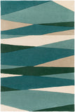 Forum FM-7204 Modern Wool Rug FM7204-58 Seafoam, Dark Green, Teal, Tan, Butter 100% Wool 5' x 8'