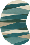 Forum FM-7204 Modern Wool Rug FM7204-69KDNY Seafoam, Dark Green, Teal, Tan, Butter 100% Wool 6' x 9' Kidney