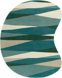 Forum FM-7204 Modern Wool Rug FM7204-810KDNY Seafoam, Dark Green, Teal, Tan, Butter 100% Wool 8' x 10' Kidney