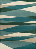 Forum FM-7204 Modern Wool Rug FM7204-811 Seafoam, Dark Green, Teal, Tan, Butter 100% Wool 8' x 11'