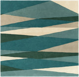 Forum FM-7204 Modern Wool Rug FM7204-99SQ Seafoam, Dark Green, Teal, Tan, Butter 100% Wool 9'9" Square