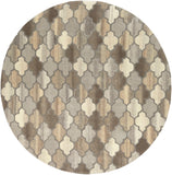 Forum FM-7208 Cottage Wool Rug FM7208-99RD Dark Brown, Charcoal, Taupe, Khaki, Beige, Camel, Black 100% Wool 9'9" Round