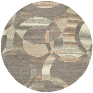 Forum FM-7210 Modern Wool Rug FM7210-6RD Dark Brown, Charcoal, Taupe, Khaki, Beige, Camel, Black 100% Wool 6' Round