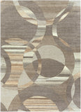 Forum FM-7210 Modern Wool Rug FM7210-811 Dark Brown, Charcoal, Taupe, Khaki, Beige, Camel, Black 100% Wool 8' x 11'